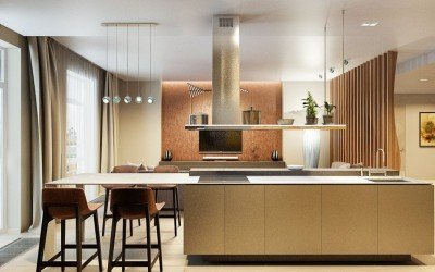 Просторная кухня в стиле бионика